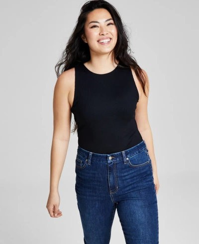 And Now This Women's Sleeveless Ribbed Double Layered Bodysuit, Created For Macy's In Black