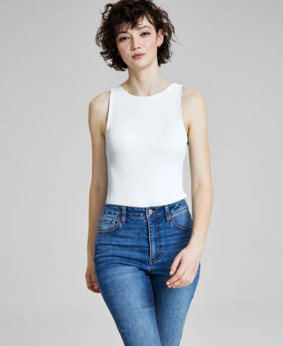 And Now This Women's Boat-neck Double-layered Sleeveless Bodysuit, Created For Macy's In White
