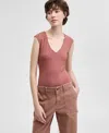 And Now This Women's Sleeveless V-neck Bodysuit, Exclusively At Macy's In Sienna Dune