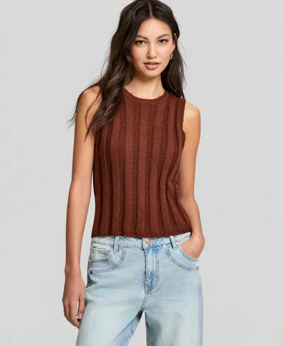 And Now This Women's Slub Ribbed Sweater Tank Top, Macy's Exclusive In Red