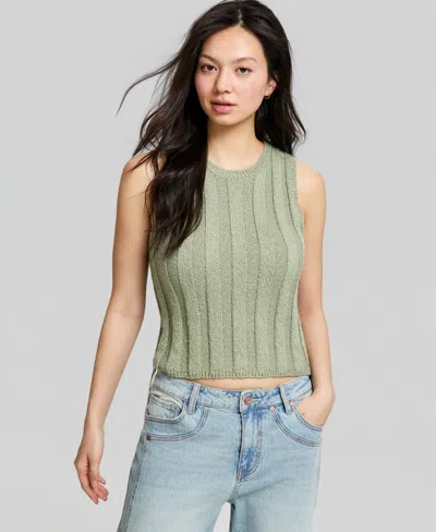 And Now This Women's Slub Ribbed Sweater Tank Top, Macy's Exclusive In Green