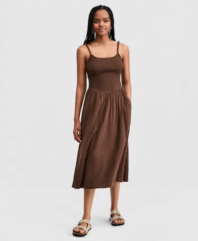 And Now This Women's Smocked Beaded-strap Dress, Macy's Exclusive In Brown