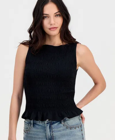 And Now This Women's Smocked Peplum Top, Macy's Exclusive In Black