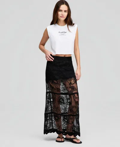 And Now This Women's Soutache Mesh Maxi Skirt, Macy's Exclusive In Black