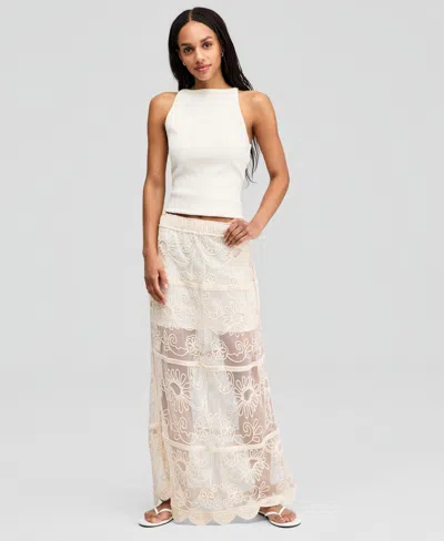 And Now This Women's Soutache Mesh Maxi Skirt, Macy's Exclusive In Brown