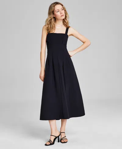 And Now This Women's Square-neck Nylon Midi Dress, Exclusively At Macy's In Black