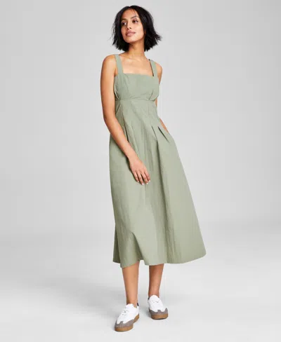 And Now This Women's Square-neck Nylon Midi Dress, Exclusively At Macy's In Crushed Oregano