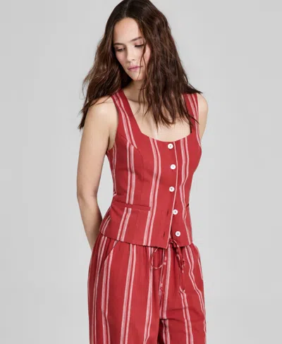 And Now This Women's Square-neck Striped Vest, Macy's Exclusive In Red