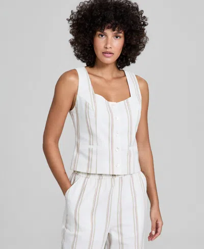 And Now This Women's Square-neck Striped Vest, Macy's Exclusive In White