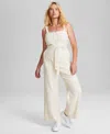 And Now This Women's Square-neck Tie-waist Jumpsuit, Created For Macy's In Palomino
