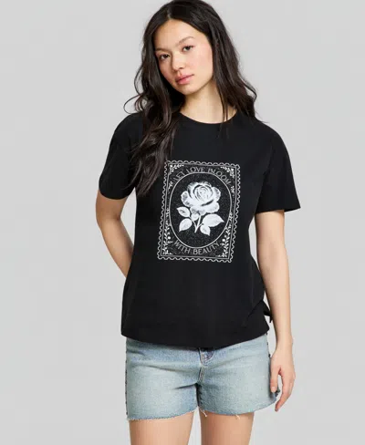And Now This Women's Stamp Graphic T-shirt, Macy's Exclusive In Black