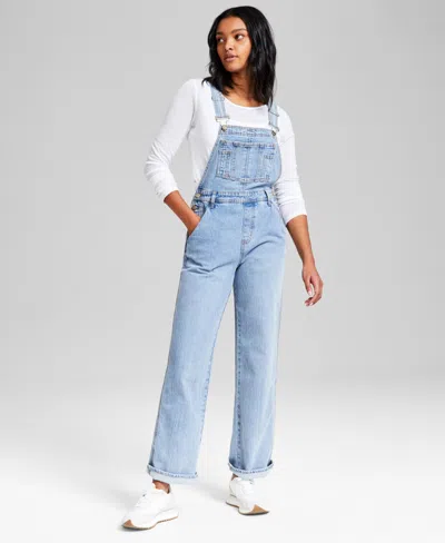 And Now This Women's Straight-leg Denim Overalls, Exclusively At Macy's In Bowie Wash