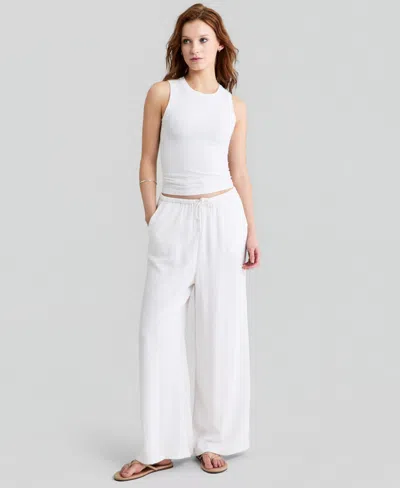 And Now This Women's Striped Eyelet Wide-leg Pants, Macy's Exclusive In White