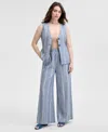 And Now This Women's Striped Pull-on Pants, Regular & Petite, Exclusively At Macy's In Blue Stripe