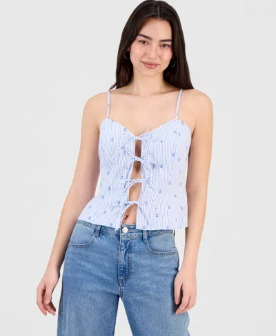 And Now This Women's Striped Tie-front Tank Top, Macy's Exclusive In Blue