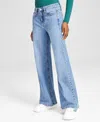 And Now This Women's Studded Wide-leg Mid-rise Jeans, Created For Macy's In Beau