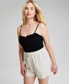 And Now This Women's Sweetheart-neck Sleeveless Woven Bodysuit, Created For Macy's In Deep Black