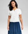 And Now This Women's Textured Button-front Cardigan, Exclusively At Macy's In Calla Lily