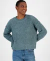 And Now This Women's Textured Waffle Knit Crewneck Sweater, Created For Macy's In North Atlantic