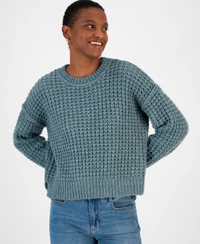 And Now This Women's Textured Waffle Knit Crewneck Sweater, Created For Macy's In North Atlantic