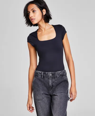 And Now This Women's Tiara Rounded-square-neck Bodysuit In Black