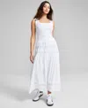 And Now This Women's Tie-waist Lace-inset Maxi Skirt, Regular & Petites, Created For Macy's In White