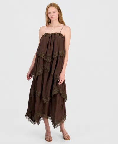 And Now This Women's Tiered Maxi Dress, Macy's Exclusive In Brown