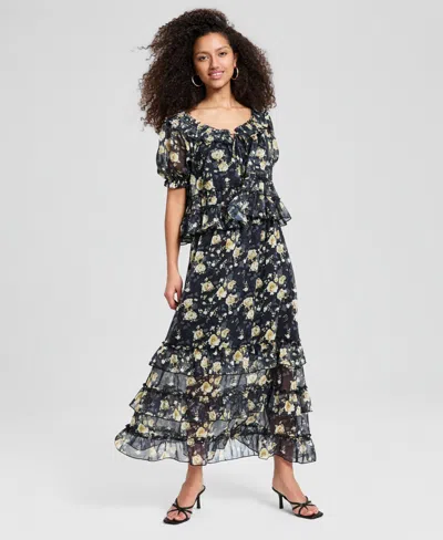 And Now This Women's Tiered Maxi Skirt, Macy's Exclusive In Black