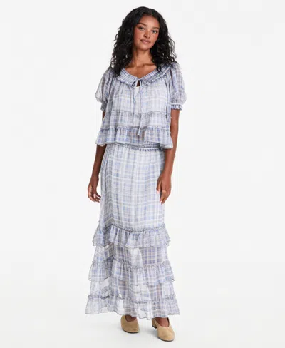 And Now This Women's Tiered Maxi Skirt, Macy's Exclusive In Blue