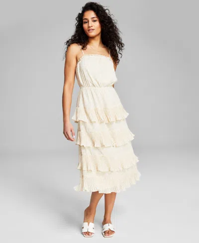 And Now This Women's Tiered Sleeveless Midi Dress, Created For Macy's In Neutral Floral