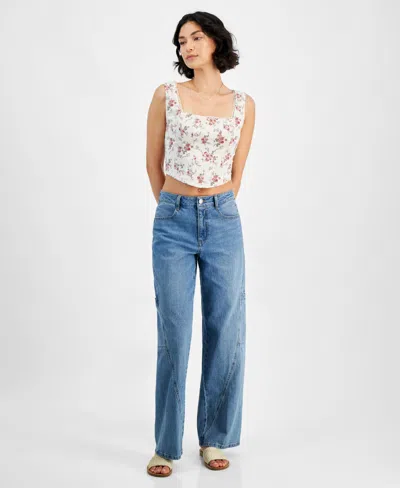 And Now This Women's Twisted-seam Cargo Wide-leg Jeans, Created For Macy's In Addison