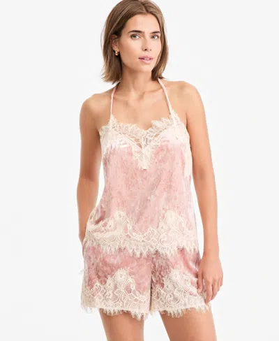 And Now This Women's Velvet Lace-trim Sleeveless V-neck Camisole, Macy's Exclusive In Pink