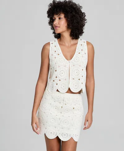 And Now This Women's V-neck Single-button Vest, Macy's Exclusive In White