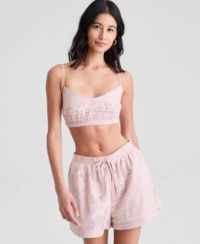 And Now This Women's V-neck Spaghetti-strap Lace Bralette, Macy's Exclusive In Pink