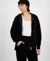 And Now This Women's Zippered Drawstring Hoodie, Exclusively At Macy's In Black