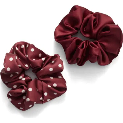& Other Stories 2-pack Satin Scrunchies In Burgundy