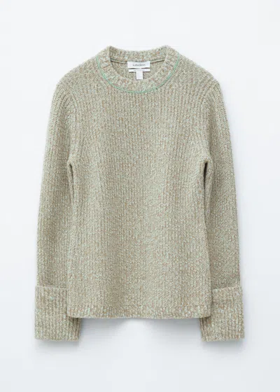 & Other Stories Accent-stitch Merino Wool Jumper In Green