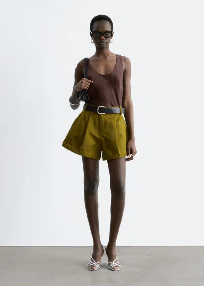 & Other Stories A-line Satin Shorts In Green