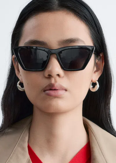 & Other Stories Angular Cat Eye Sunglasses In Black