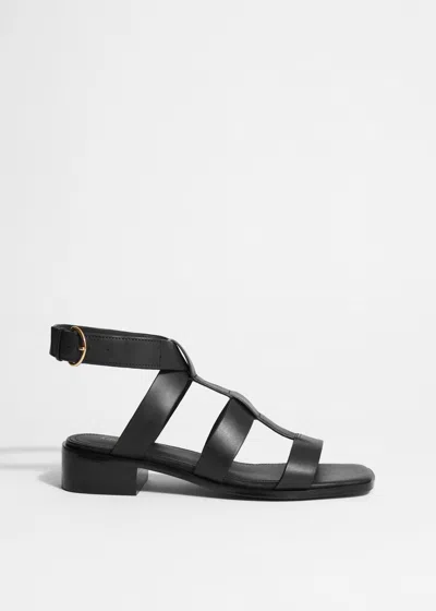 & Other Stories Ankle-strap Leather Sandals In Black