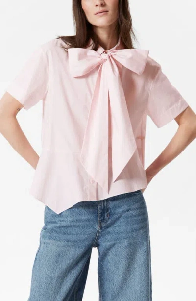 & Other Stories Asymmetric Bow Shirt In Pink Dusty Light
