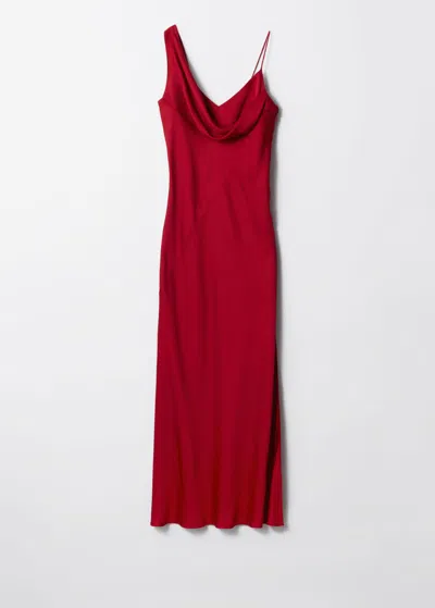 & Other Stories Asymmetric Cowl-neck Midi Dress In Red