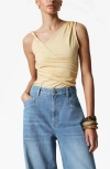 & Other Stories Asymmetric Drape Sleeveless Top In Yellow Light
