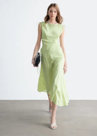 & Other Stories Asymmetric Draped Midi Dress In Green