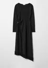 & Other Stories Asymmetric Fringe Midi Dress In Black