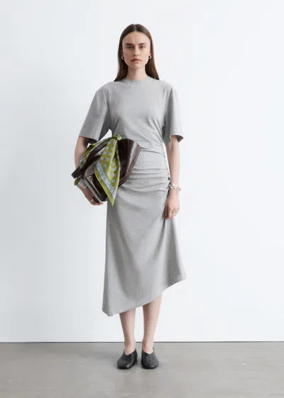 & Other Stories Asymmetric Midi T-shirt Dress In Gray
