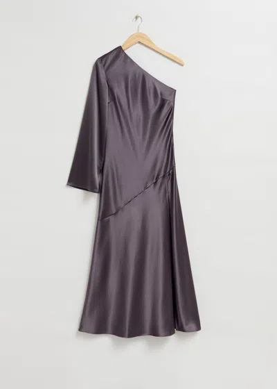 & Other Stories Asymmetric Off-shoulder Dress In Purple