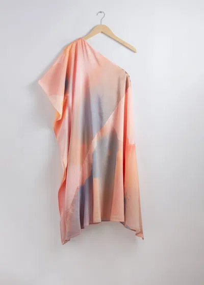 & Other Stories Asymmetric One-shoulder Midi Dress In Orange