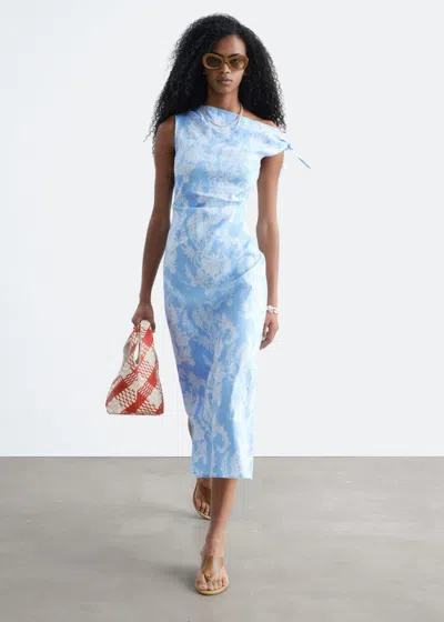 & Other Stories Asymmetric Paisley Midi Dress In Multi