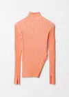 & Other Stories Asymmetric Rib-knit Top In Orange